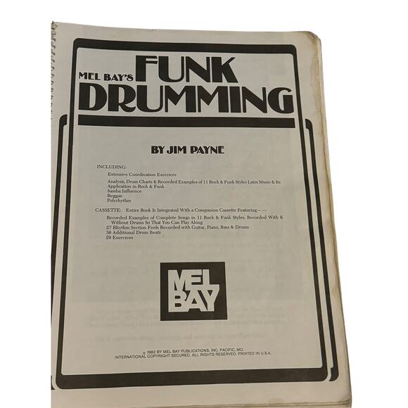 Mel Bays Funk Drumming Jim Payne VTG 1982 Slow Blues Rock Jazz Time Samba READ - Picture 3 of 7